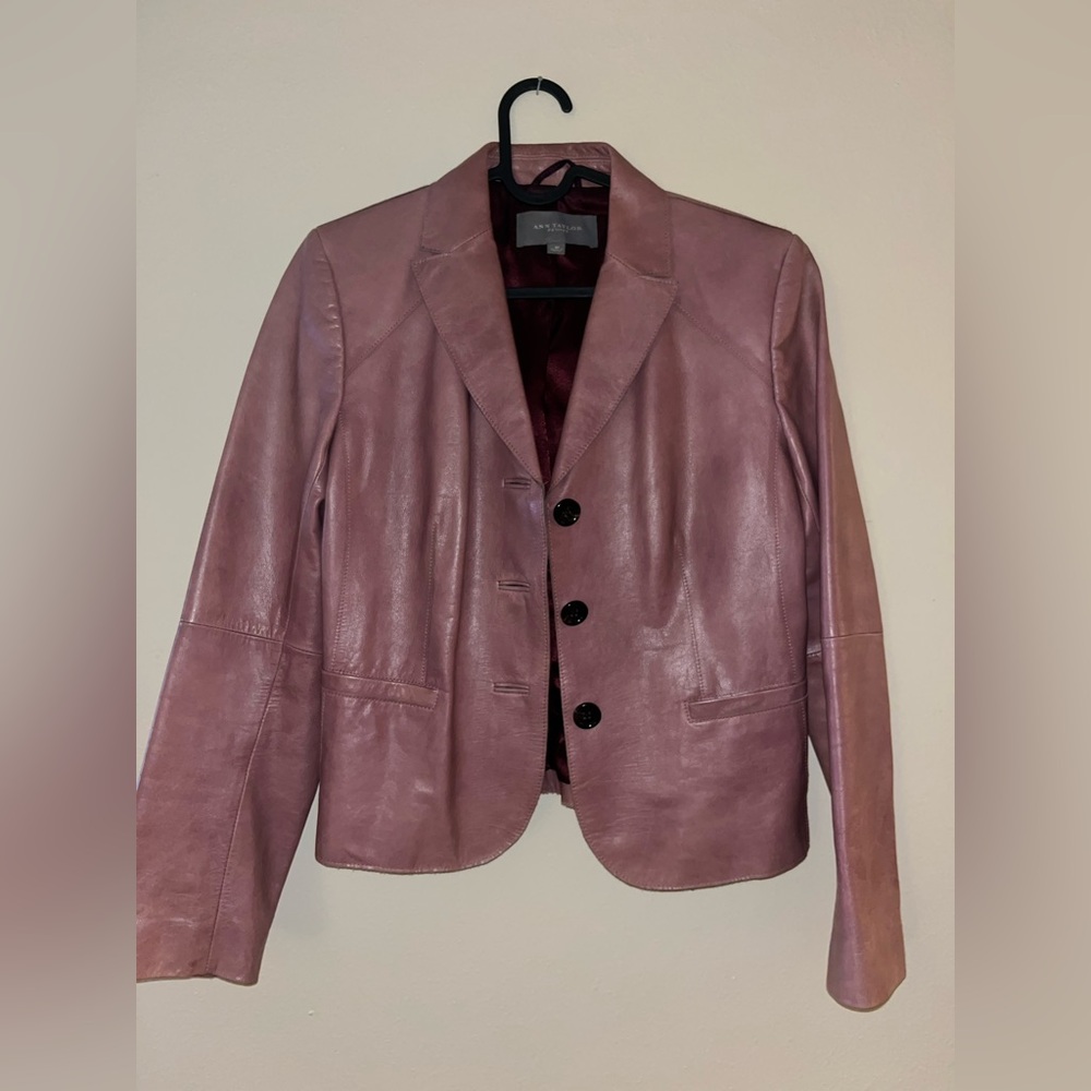 Vintage Ann Taylor pink leather jacket